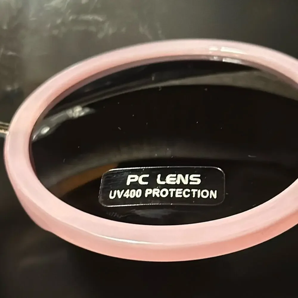 NEW Adorable Round Pink Sunglasses PC Lens UV400 Protection